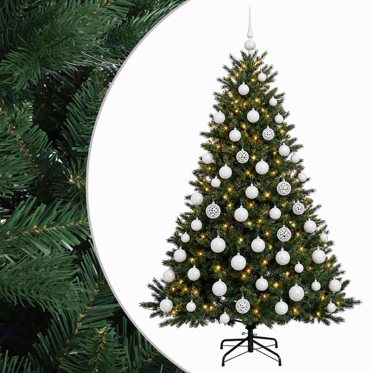 vidaXL Artificial Christmas Tree with Bauble 180 cm 300 LEDs