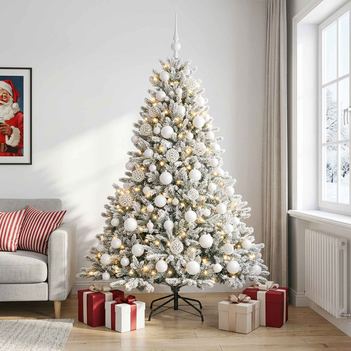 vidaXL Artificial Christmas Tree with Bauble 210 cm 300 LEDs