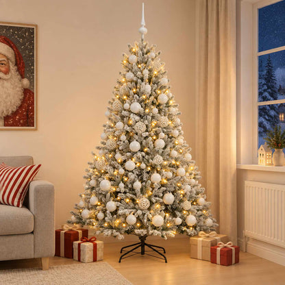 vidaXL Artificial Christmas Tree with Bauble 210 cm 300 LEDs