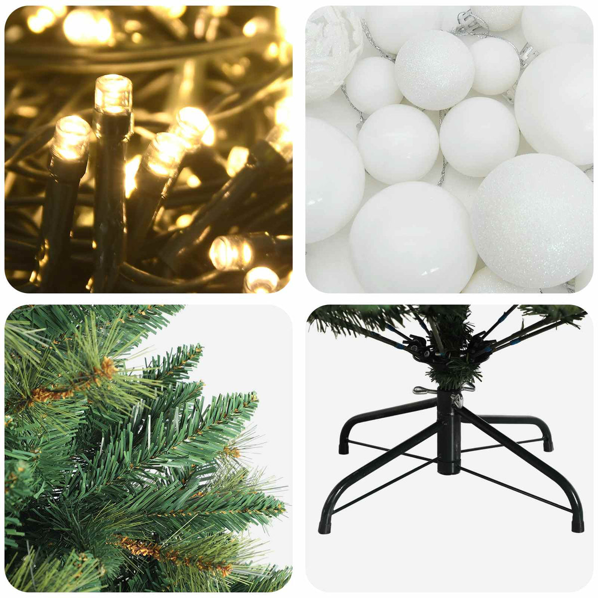 vidaXL Artificial Christmas Tree with Bauble 180 cm 300 LEDs