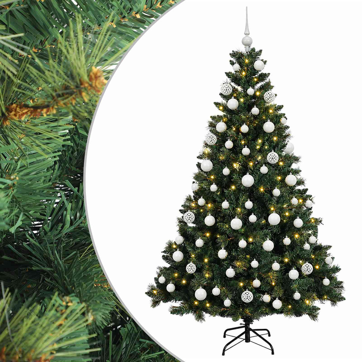 vidaXL Artificial Christmas Tree with Bauble 180 cm 300 LEDs
