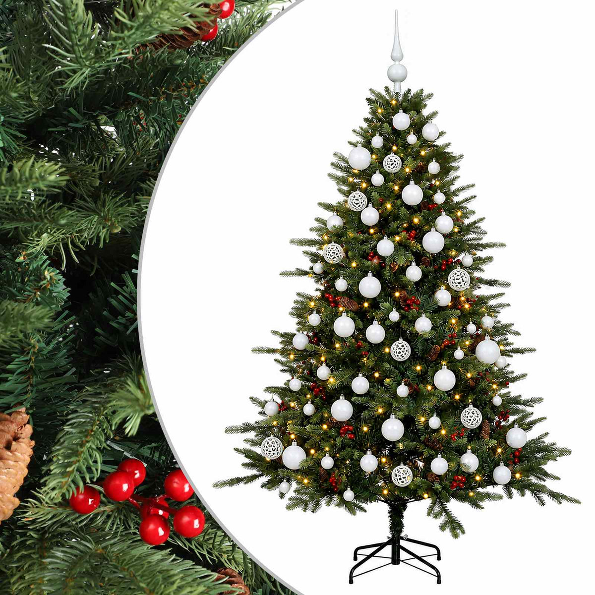 vidaXL Artificial Christmas Tree with Bauble 240 cm 300 LEDs