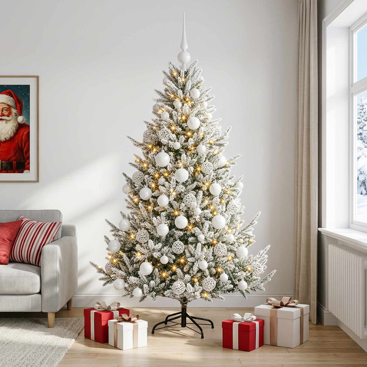 vidaXL Artificial Christmas Tree with Bauble 210 cm 300 LEDs