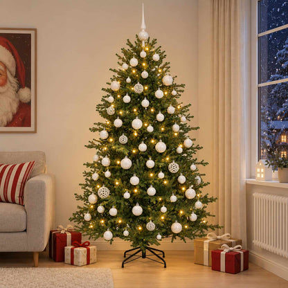 vidaXL Artificial Christmas Tree with Bauble 210 cm 300 LEDs