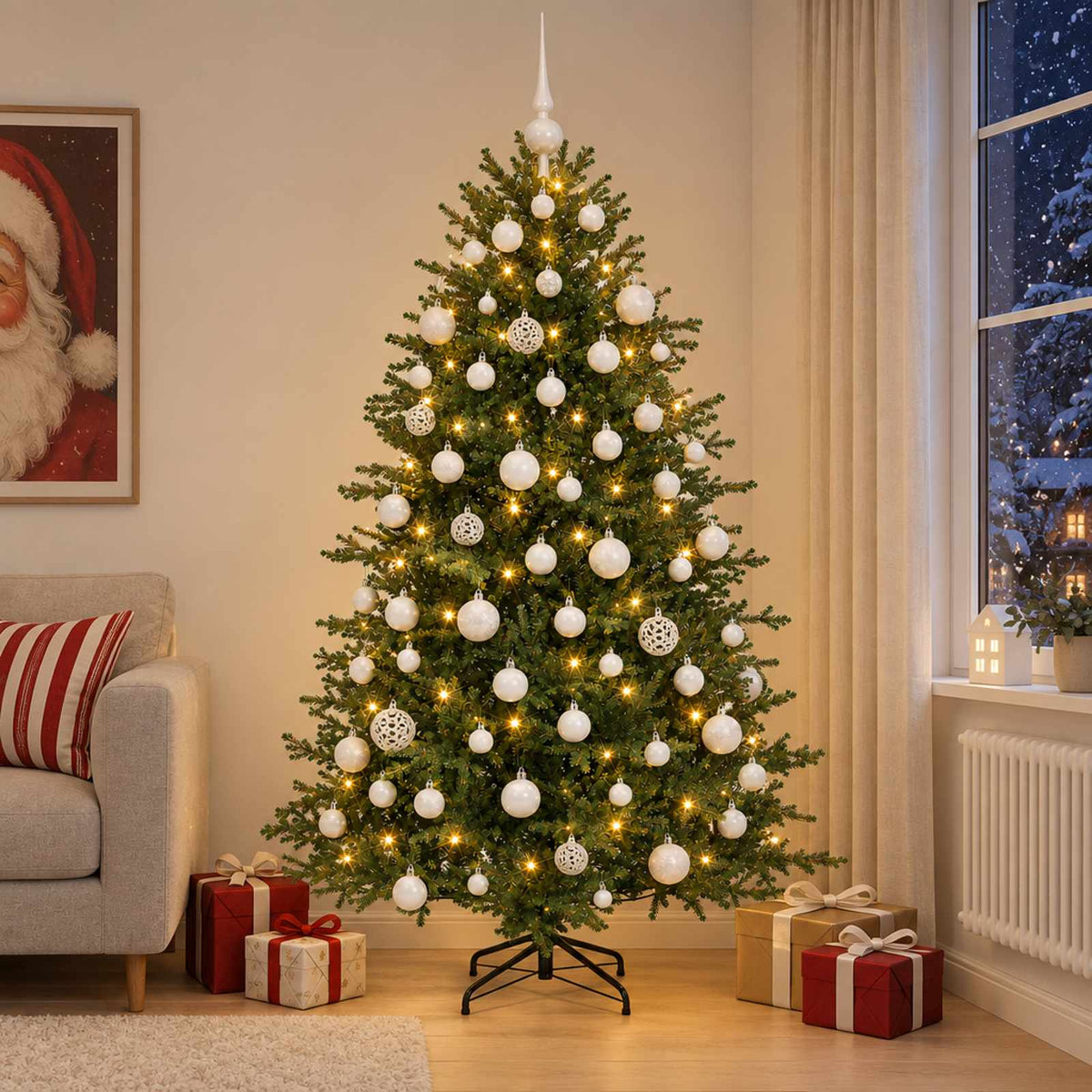 vidaXL Artificial Christmas Tree with Bauble 240 cm 300 LEDs