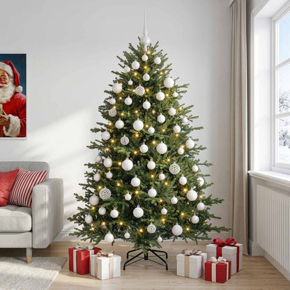 vidaXL Artificial Christmas Tree with Bauble 210 cm 300 LEDs