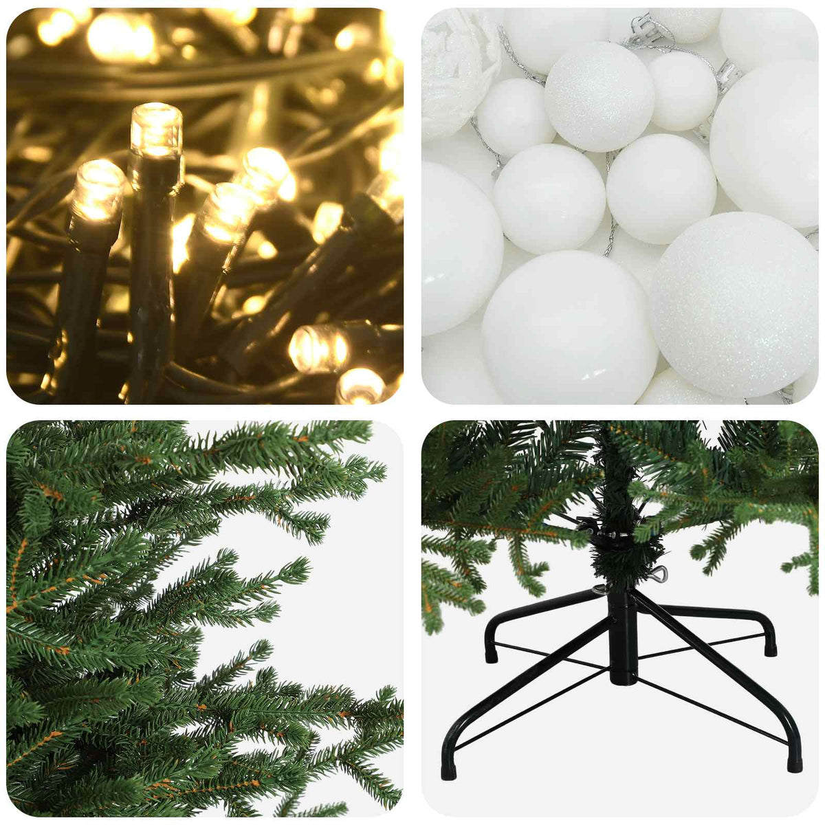 vidaXL Artificial Christmas Tree with Bauble 210 cm 300 LEDs