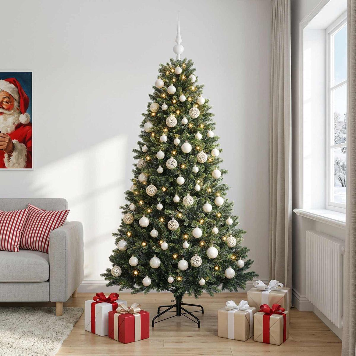 vidaXL Artificial Christmas Tree with Bauble 180 cm 300 LEDs