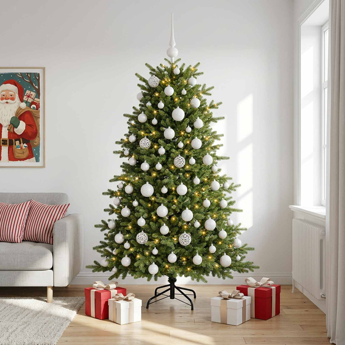 vidaXL Artificial Christmas Tree with Bauble 180 cm 300 LEDs