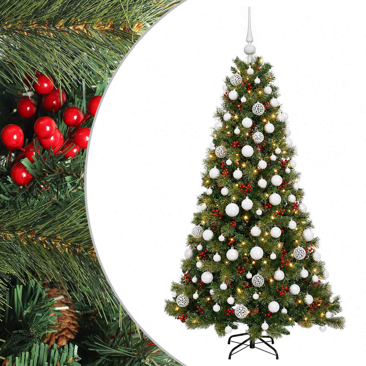 vidaXL Artificial Christmas Tree with Bauble 180 cm 300 LEDs