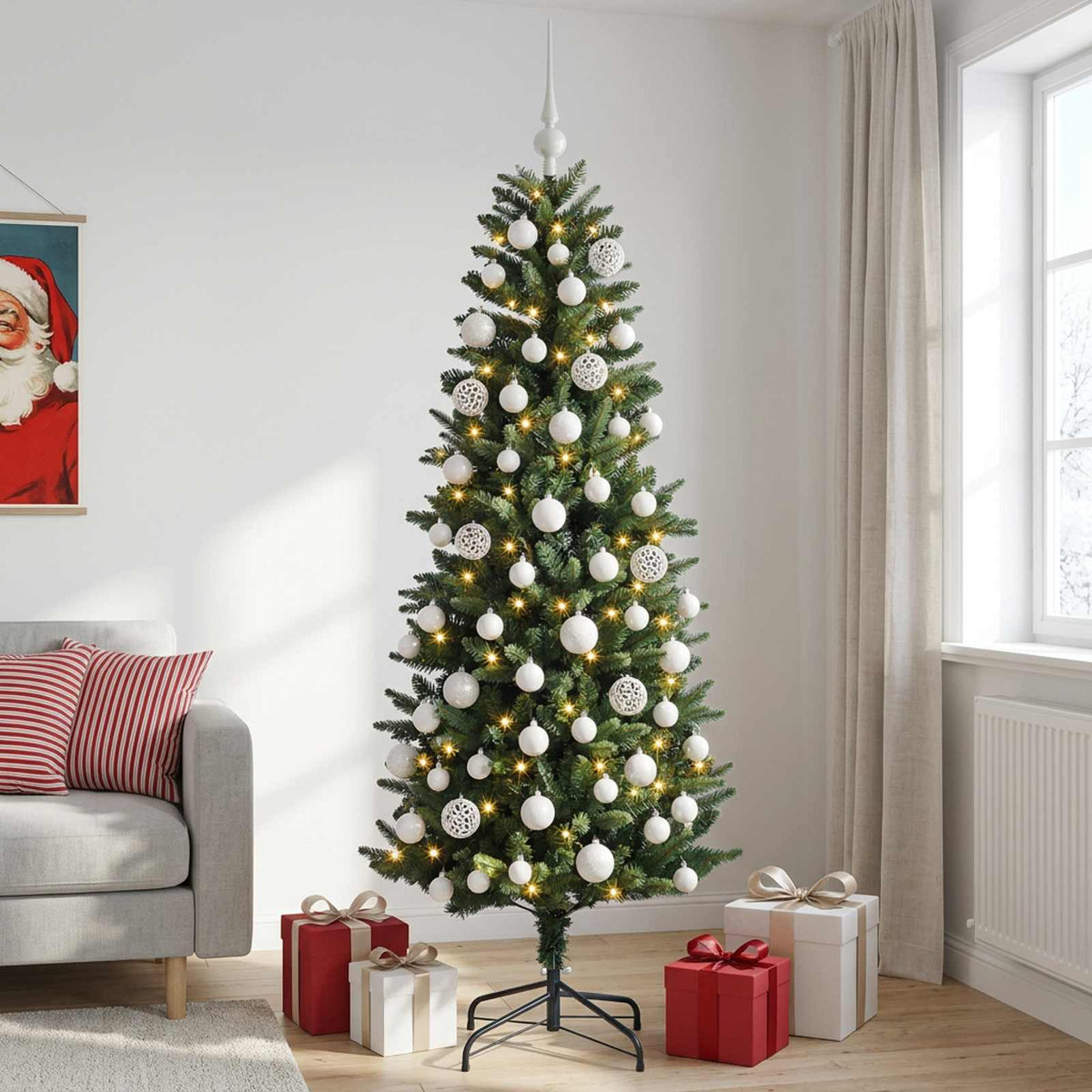 vidaXL Artificial Christmas Tree with Bauble 180 cm 300 LEDs
