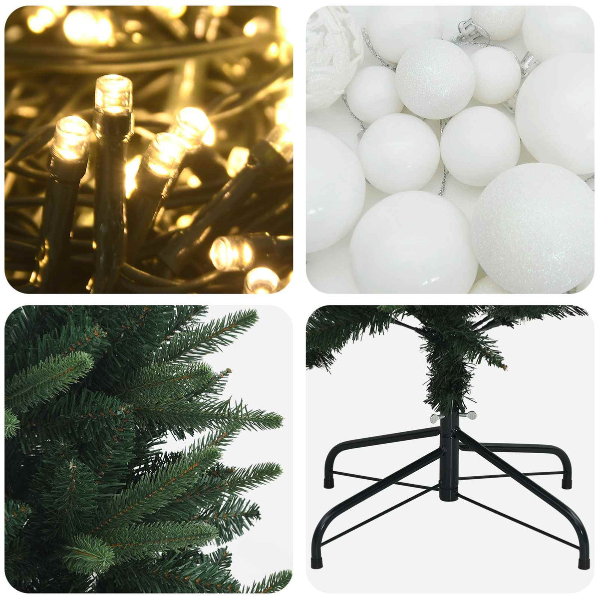 vidaXL Artificial Christmas Tree with Bauble 210 cm 300 LEDs
