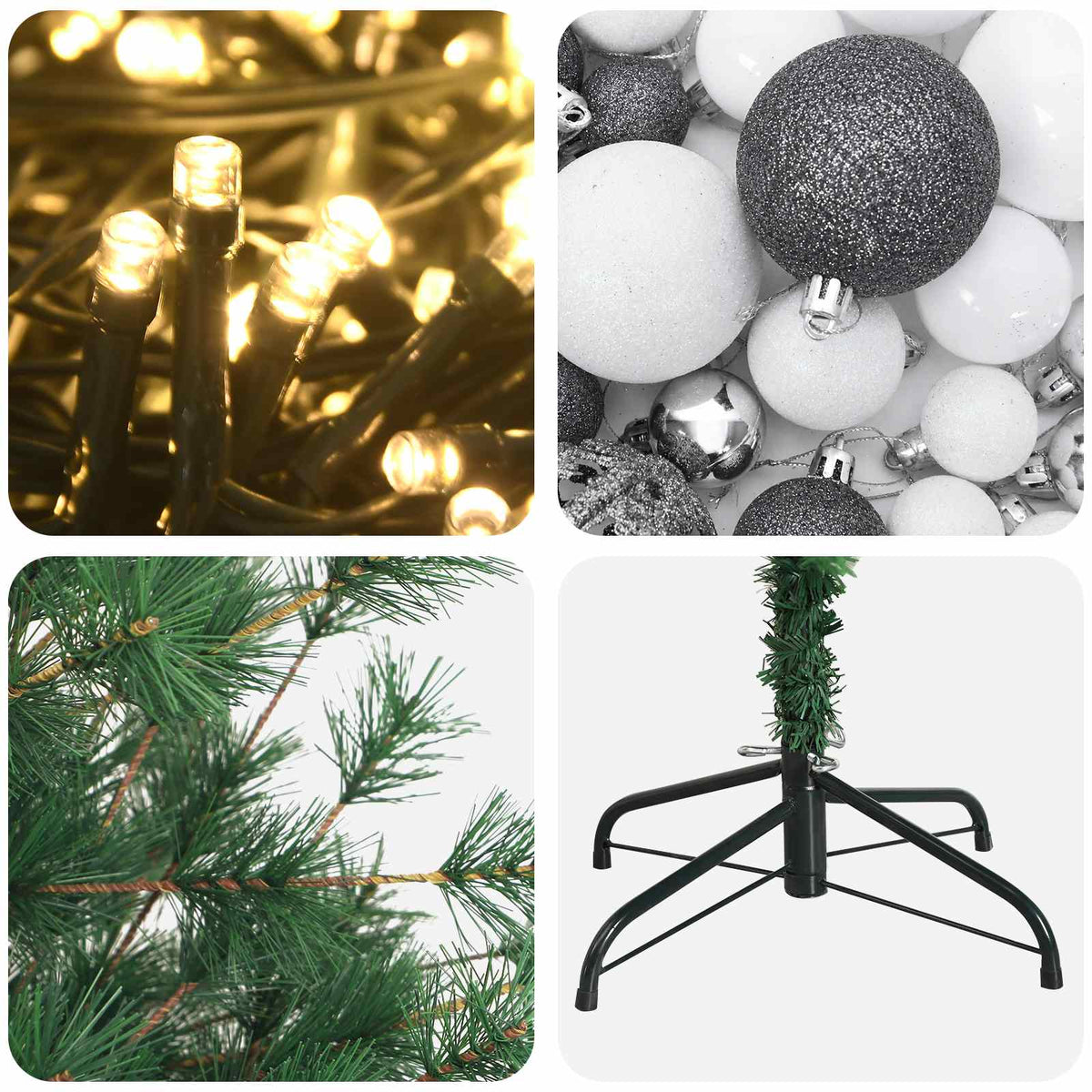 vidaXL Artificial Christmas Tree with Bauble 180 cm 300 LEDs