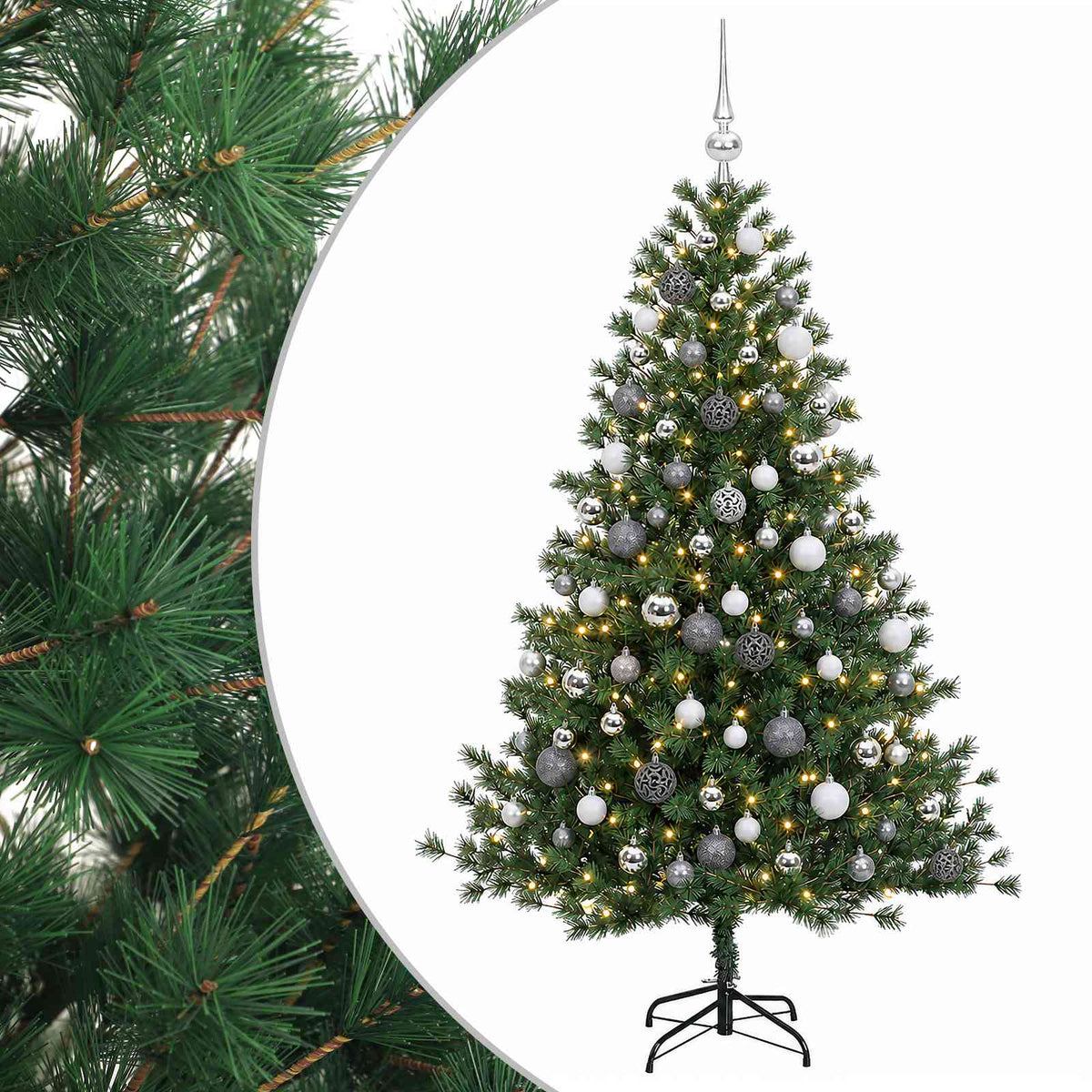 vidaXL Artificial Christmas Tree with Bauble 180 cm 300 LEDs