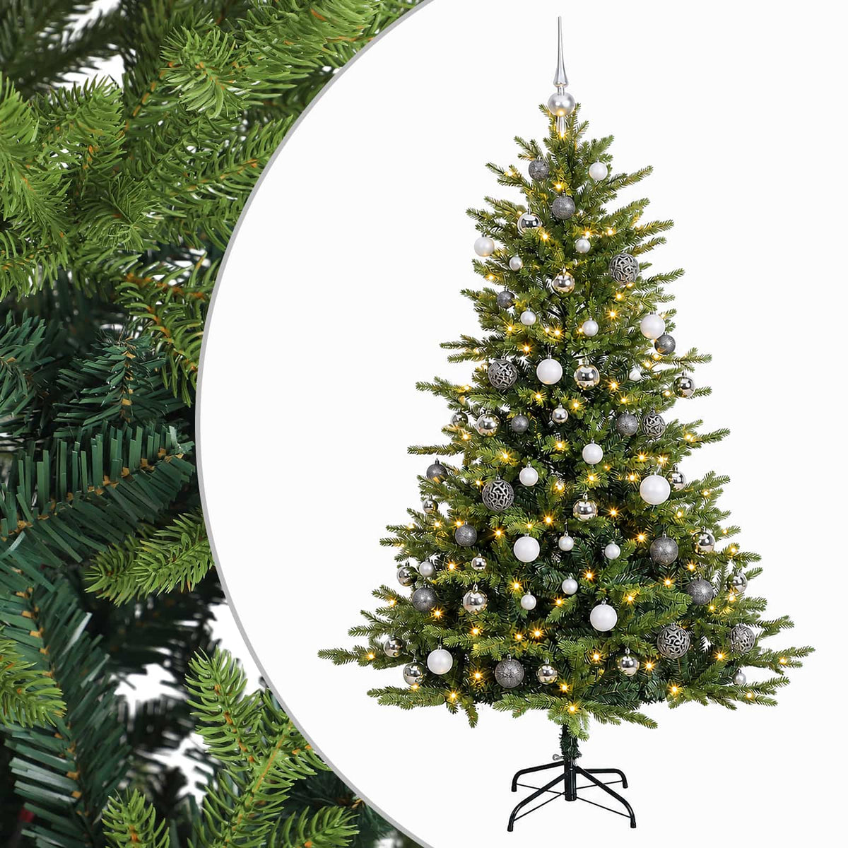 vidaXL Artificial Christmas Tree with Bauble 210 cm 300 LEDs