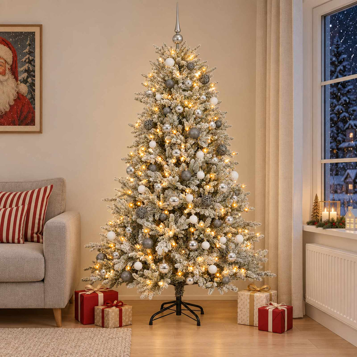 vidaXL Artificial Christmas Tree with Bauble 180 cm 300 LEDs
