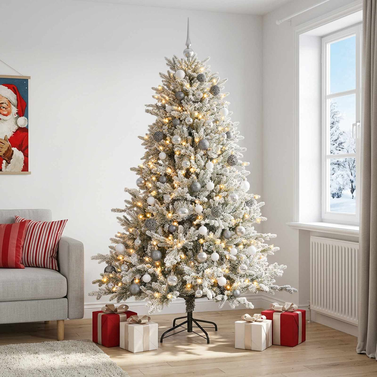 vidaXL Artificial Christmas Tree with Bauble 210 cm 300 LEDs