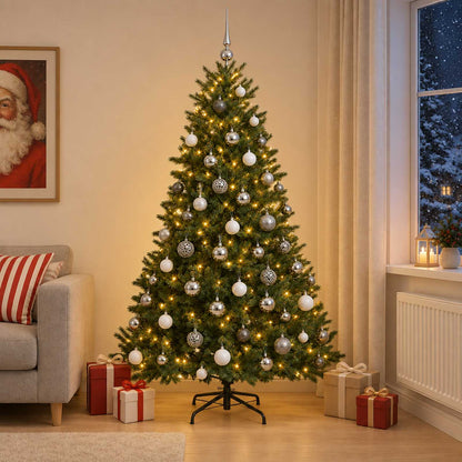 vidaXL Artificial Christmas Tree with Bauble 210 cm 300 LEDs