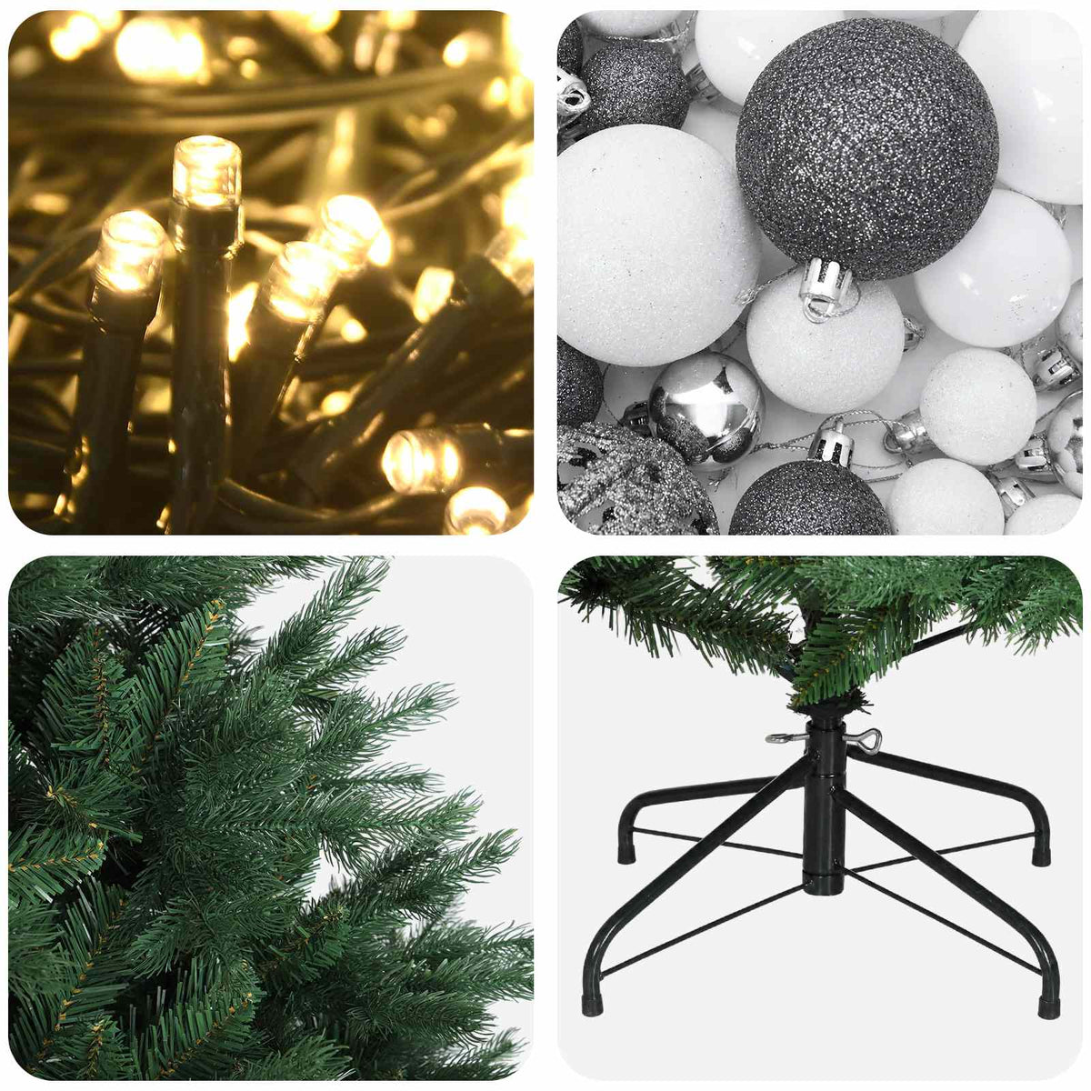 vidaXL Artificial Christmas Tree with Bauble 210 cm 300 LEDs