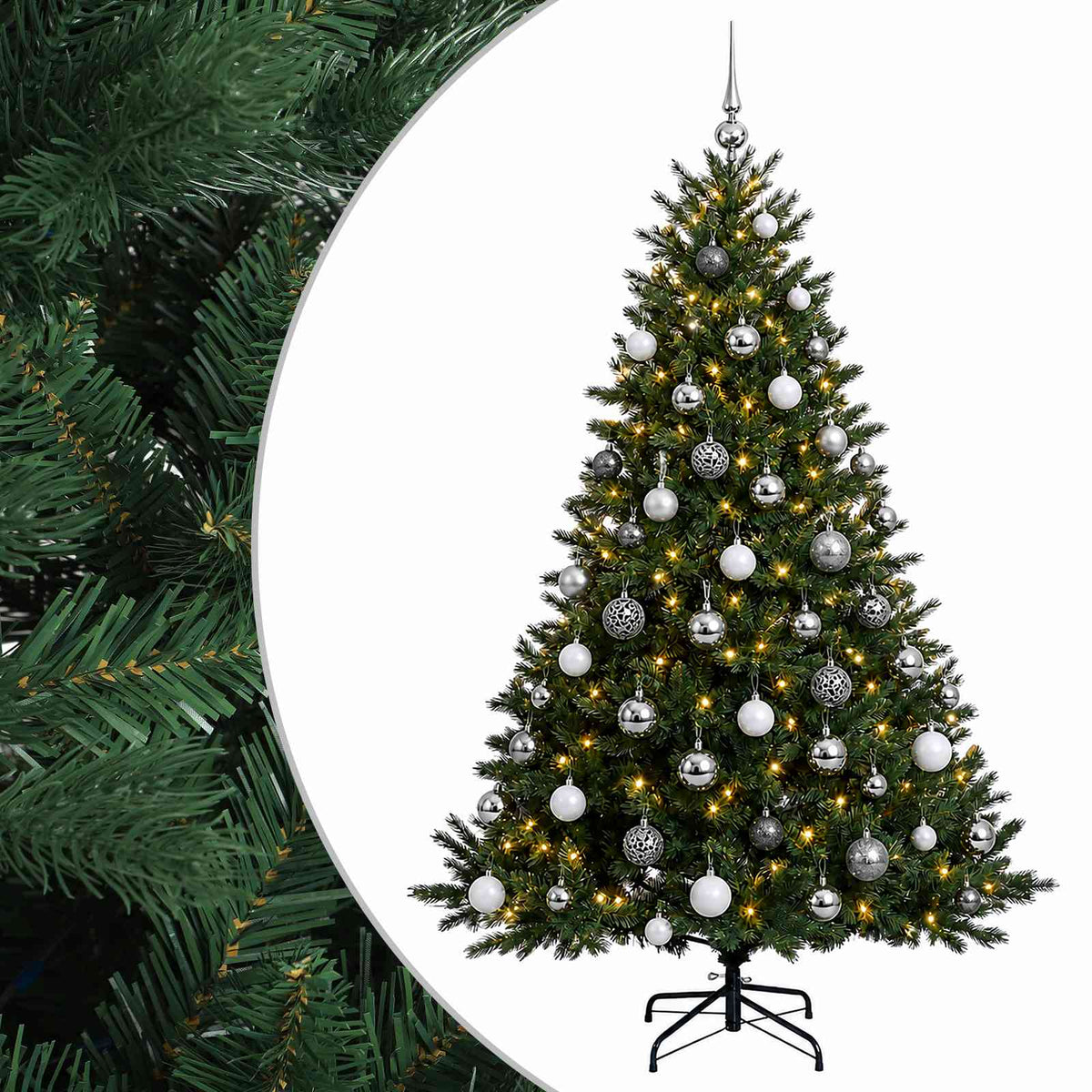 vidaXL Artificial Christmas Tree with Bauble 210 cm 300 LEDs