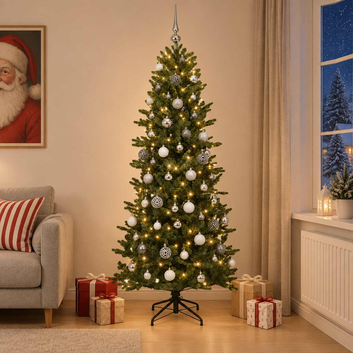 vidaXL Artificial Christmas Tree with Bauble 180 cm 300 LEDs
