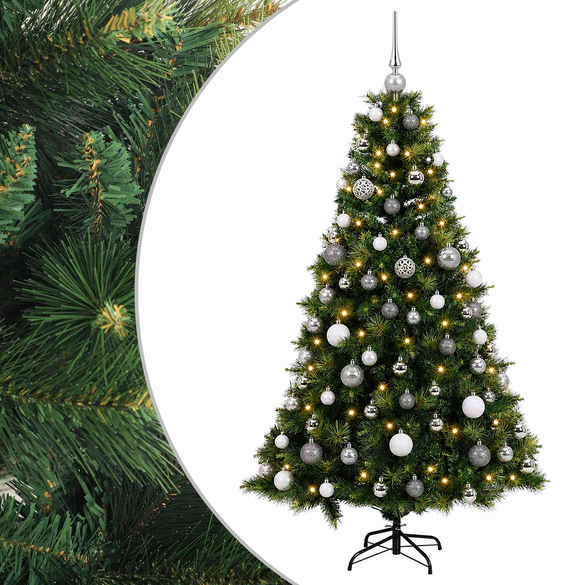 vidaXL Artificial Christmas Tree with Bauble 210 cm 300 LEDs
