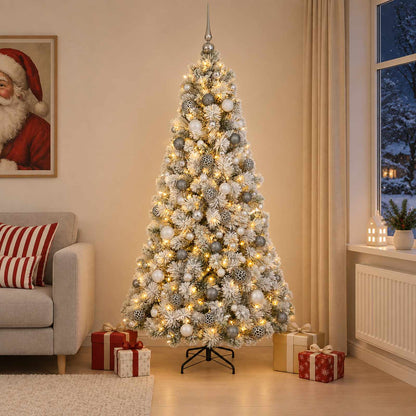 vidaXL Artificial Christmas Tree with Bauble 210 cm 300 LEDs