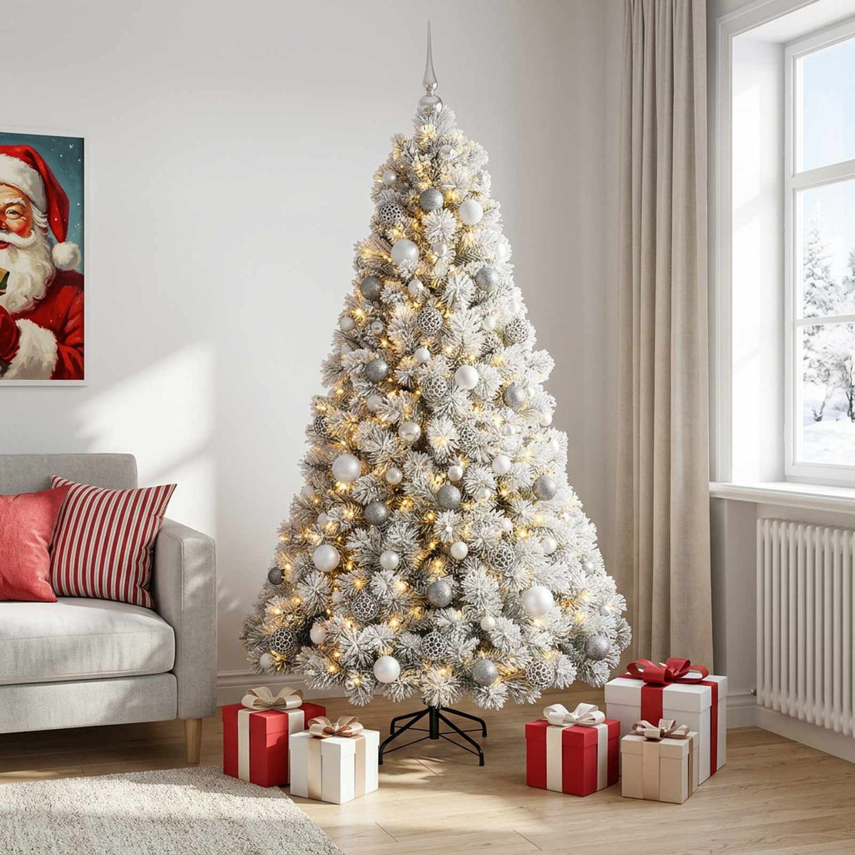 vidaXL Artificial Christmas Tree with Bauble 210 cm 300 LEDs