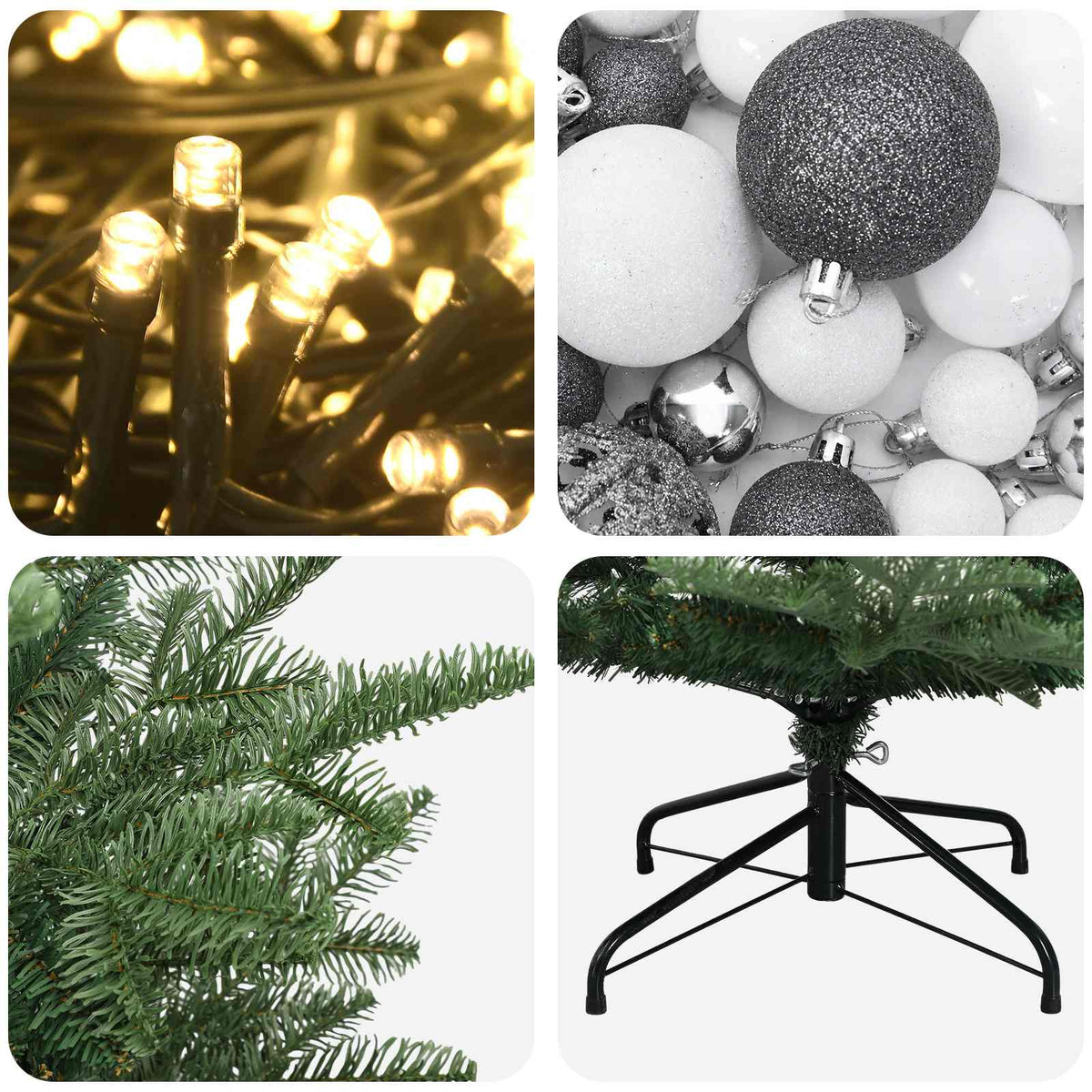 vidaXL Artificial Christmas Tree with Bauble 210 cm 300 LEDs