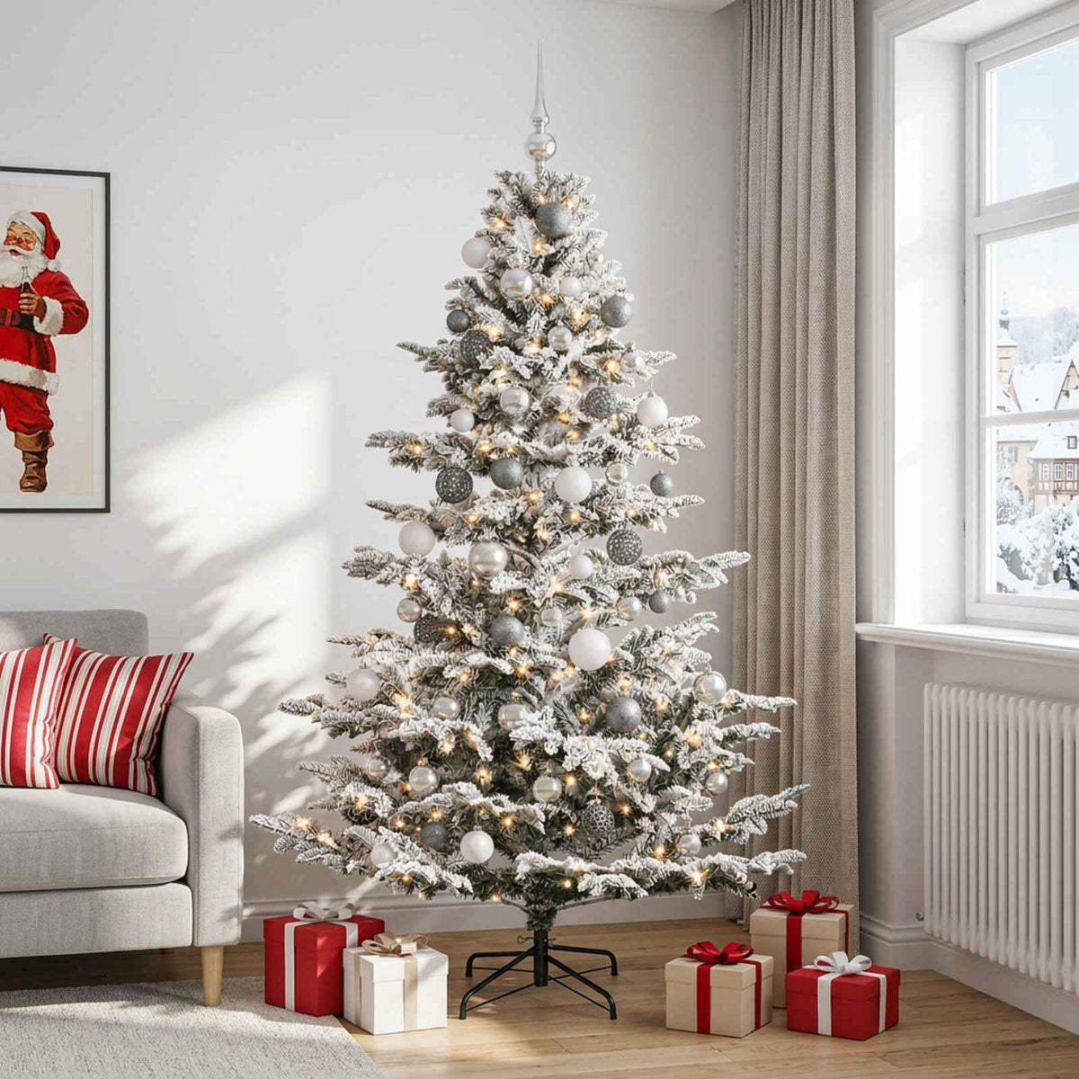 vidaXL Artificial Christmas Tree with Bauble 180 cm 300 LEDs
