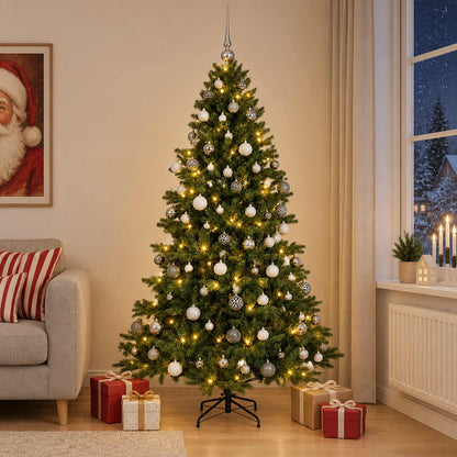 vidaXL Artificial Christmas Tree with Bauble 210 cm 300 LEDs