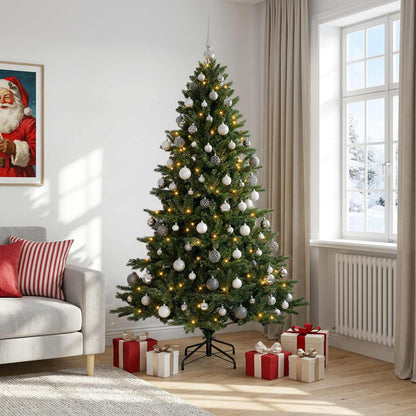 vidaXL Artificial Christmas Tree with Bauble 210 cm 300 LEDs