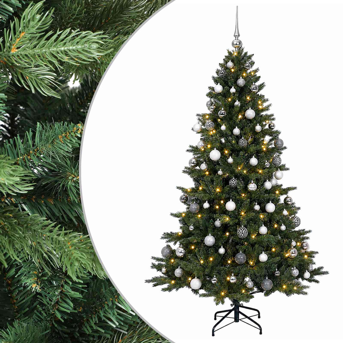vidaXL Artificial Christmas Tree with Bauble 180 cm 300 LEDs
