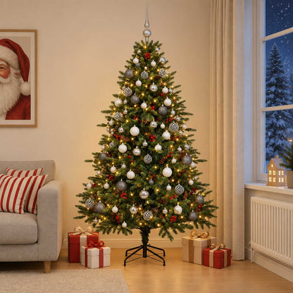 vidaXL Artificial Christmas Tree with Bauble 210 cm 300 LEDs