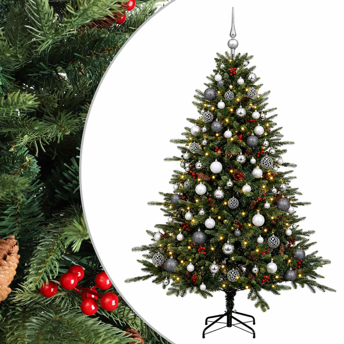 vidaXL Artificial Christmas Tree with Bauble 180 cm 300 LEDs