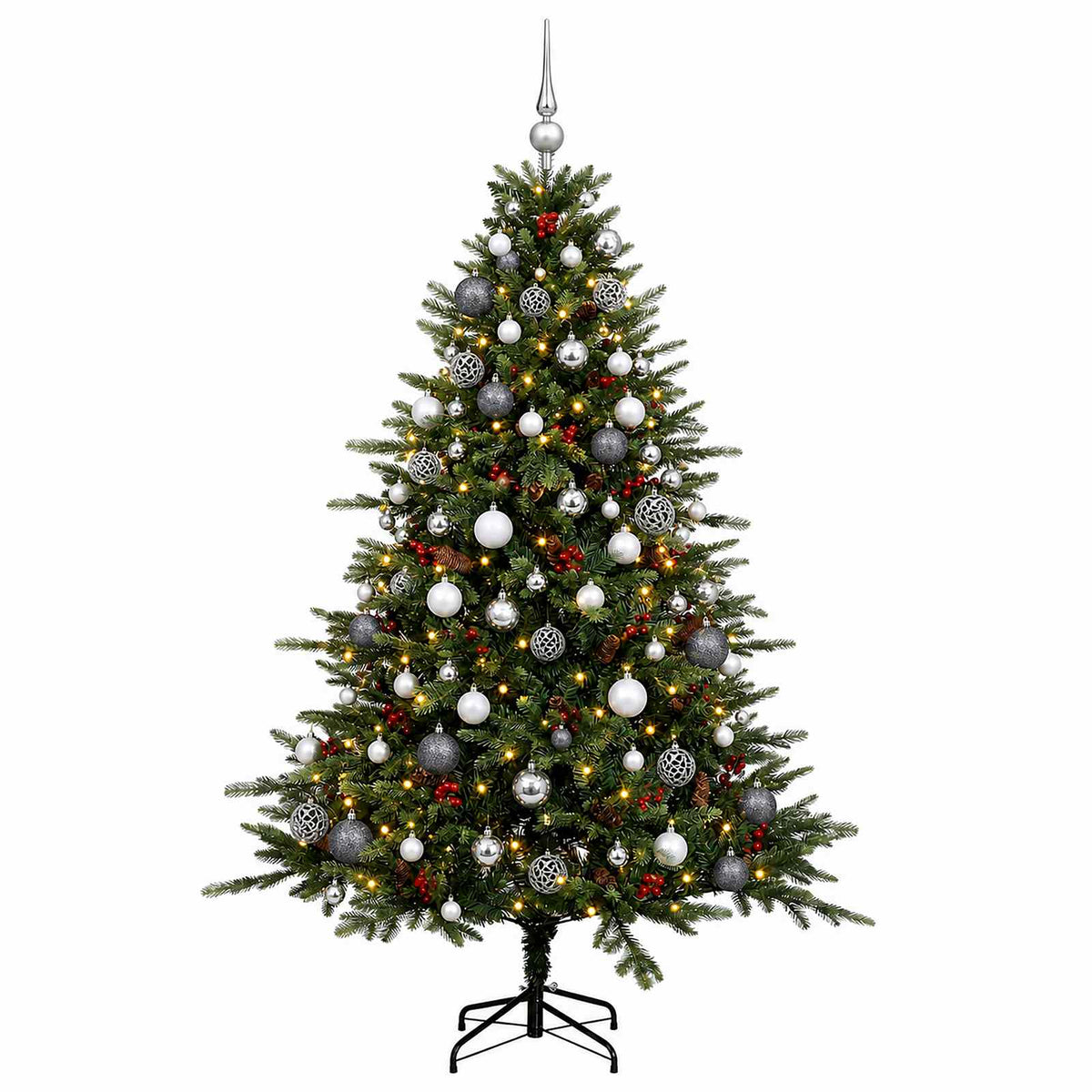 vidaXL Artificial Christmas Tree with Bauble 180 cm 300 LEDs