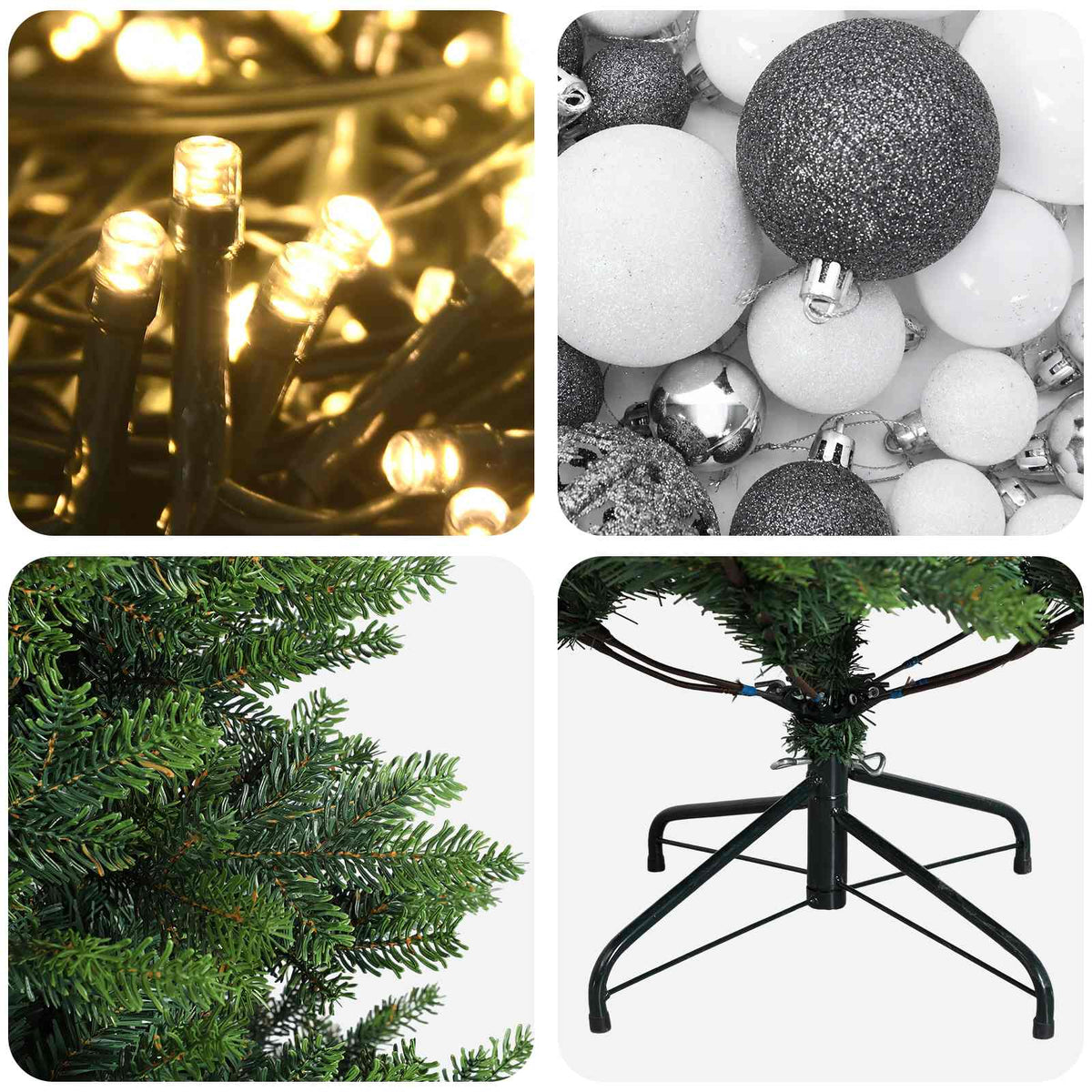 vidaXL Artificial Christmas Tree with Bauble 240 cm 300 LEDs