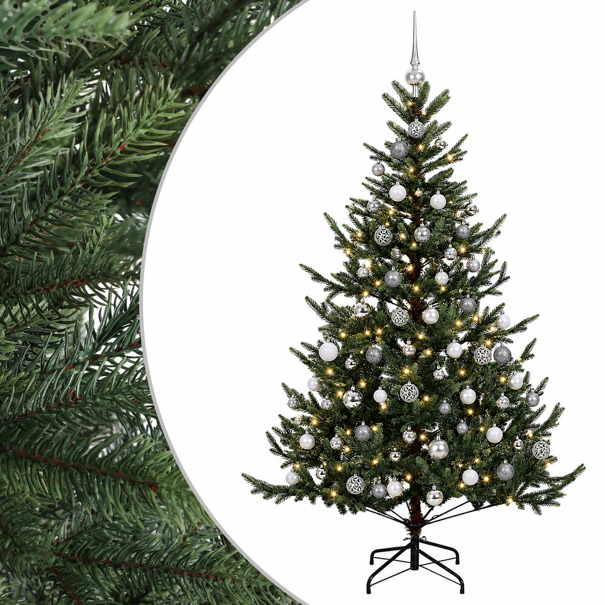 vidaXL Artificial Christmas Tree with Bauble 180 cm 300 LEDs