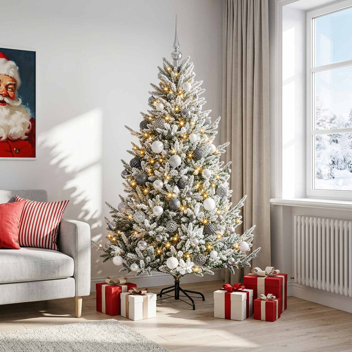 vidaXL Artificial Christmas Tree with Bauble 180 cm 300 LEDs