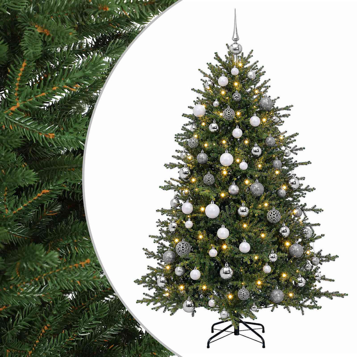 vidaXL Artificial Christmas Tree with Bauble 210 cm 300 LEDs