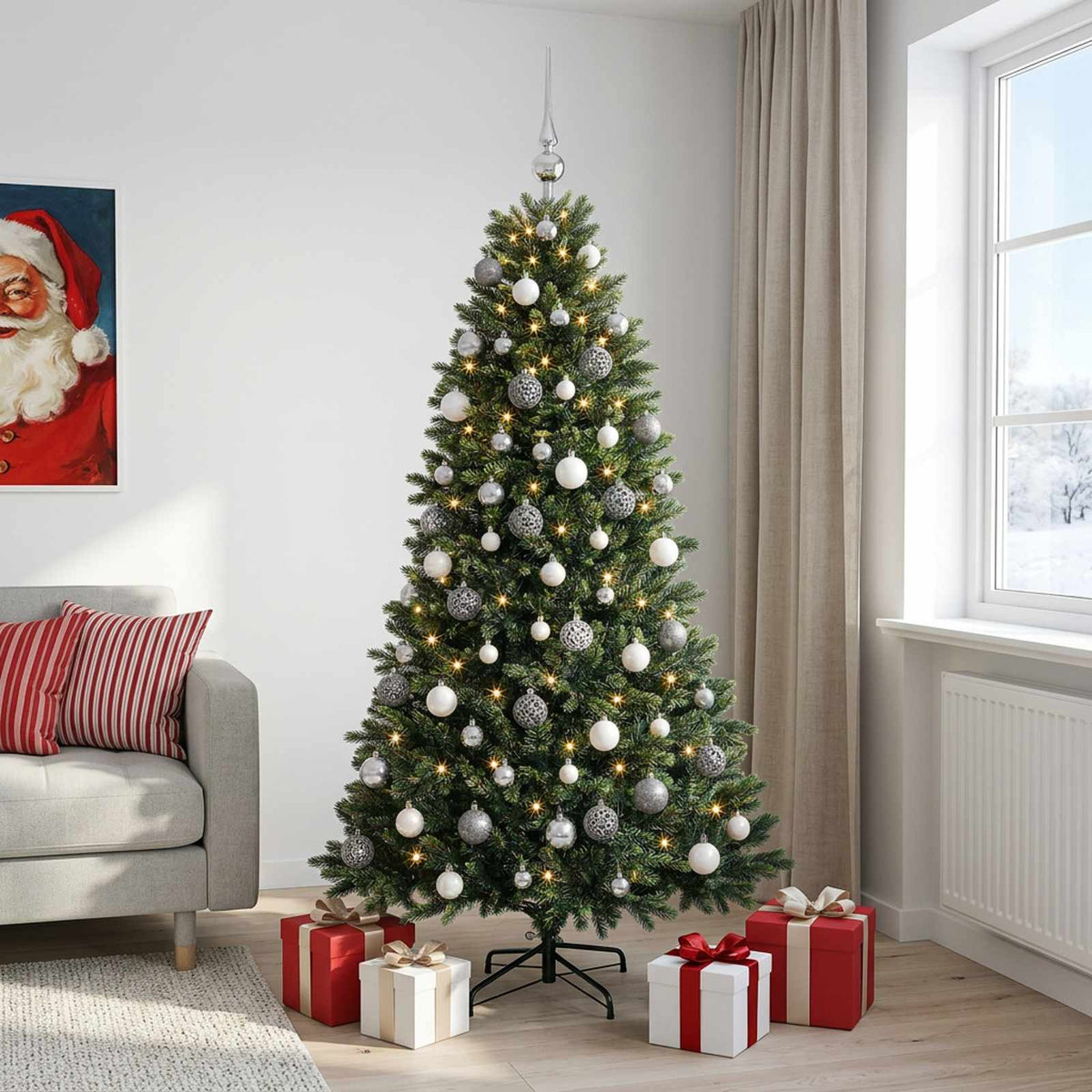 vidaXL Artificial Christmas Tree with Bauble 180 cm 300 LEDs