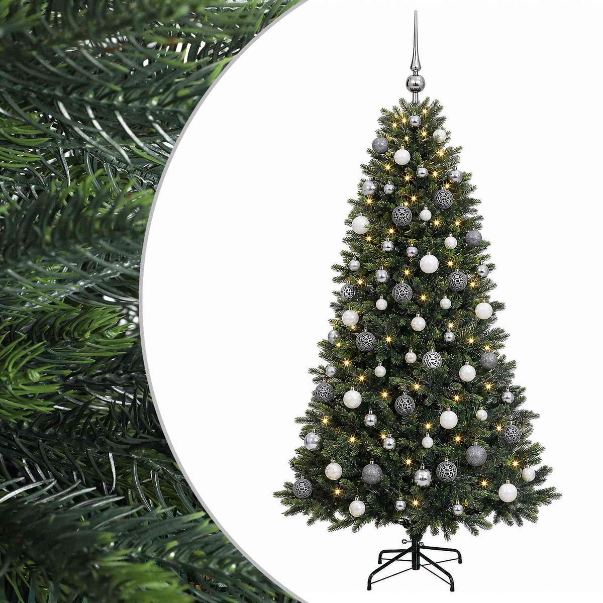 vidaXL Artificial Christmas Tree with Bauble 180 cm 300 LEDs