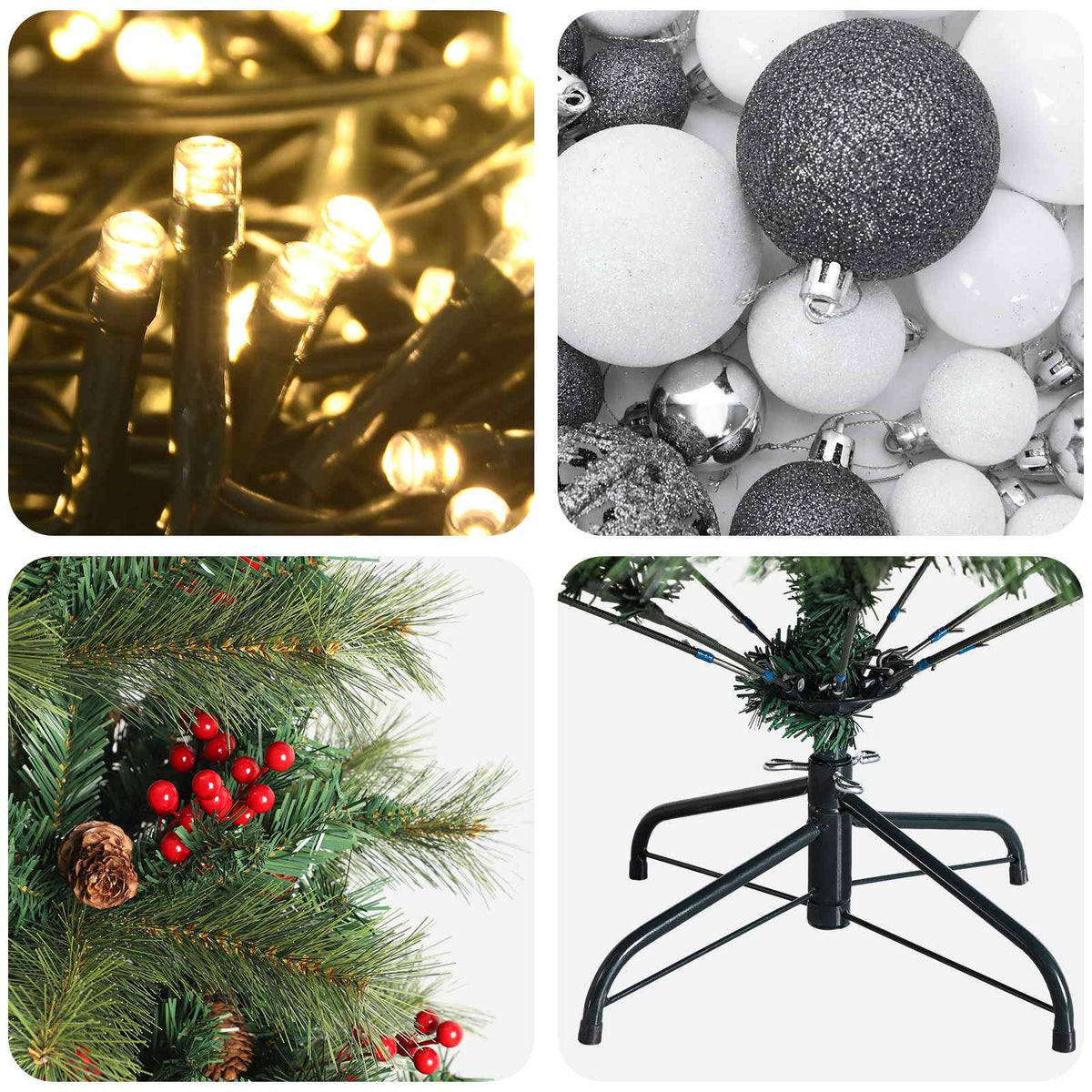 vidaXL Artificial Christmas Tree with Bauble 180 cm 300 LEDs
