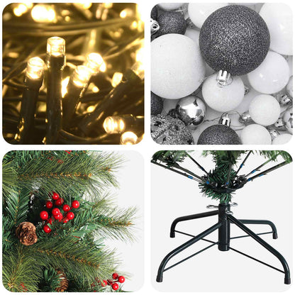 vidaXL Artificial Christmas Tree with Bauble 180 cm 300 LEDs