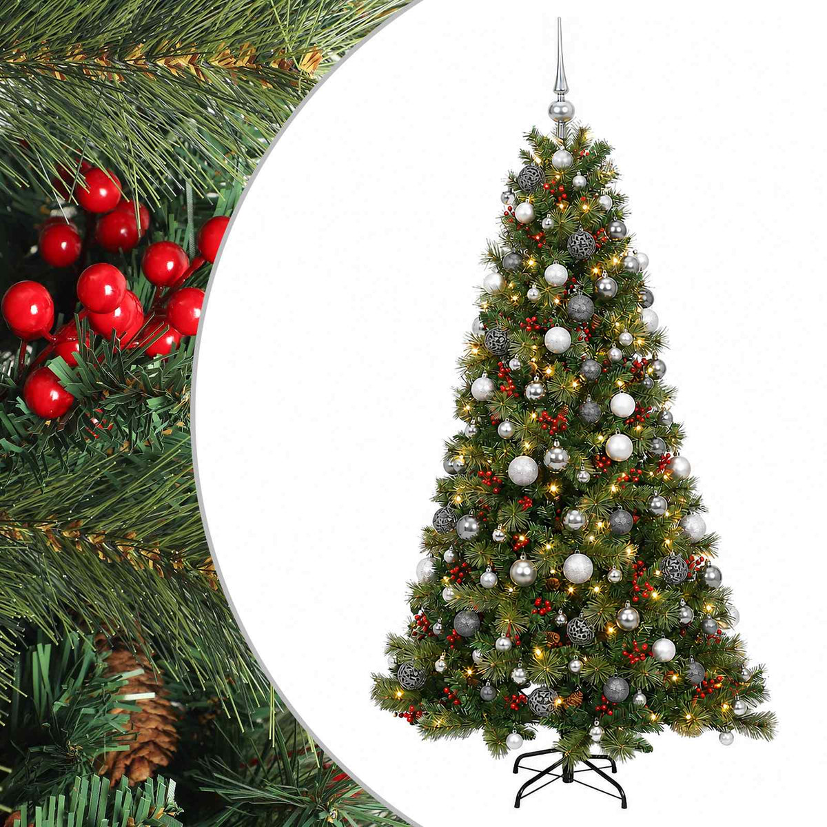 vidaXL Artificial Christmas Tree with Bauble 180 cm 300 LEDs