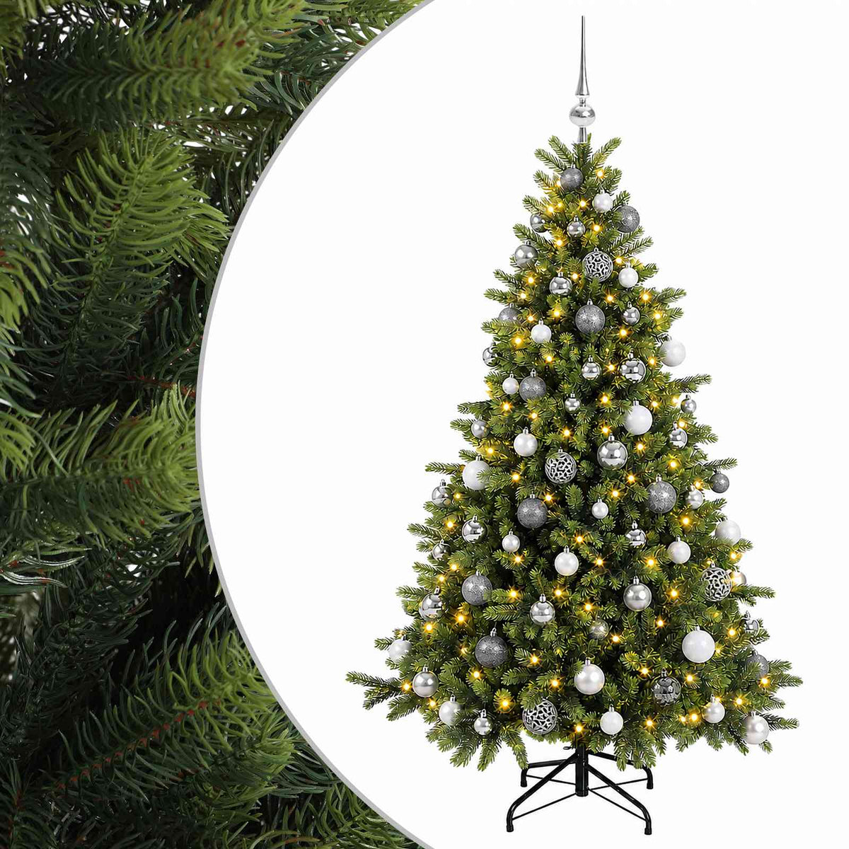 vidaXL Artificial Christmas Tree with Bauble 180 cm 300 LEDs