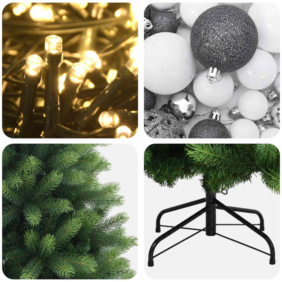 vidaXL Artificial Christmas Tree with Bauble 180 cm 300 LEDs