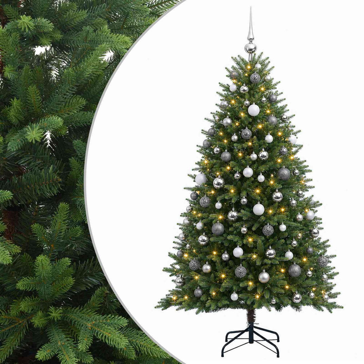 vidaXL Artificial Christmas Tree with Bauble 210 cm 300 LEDs