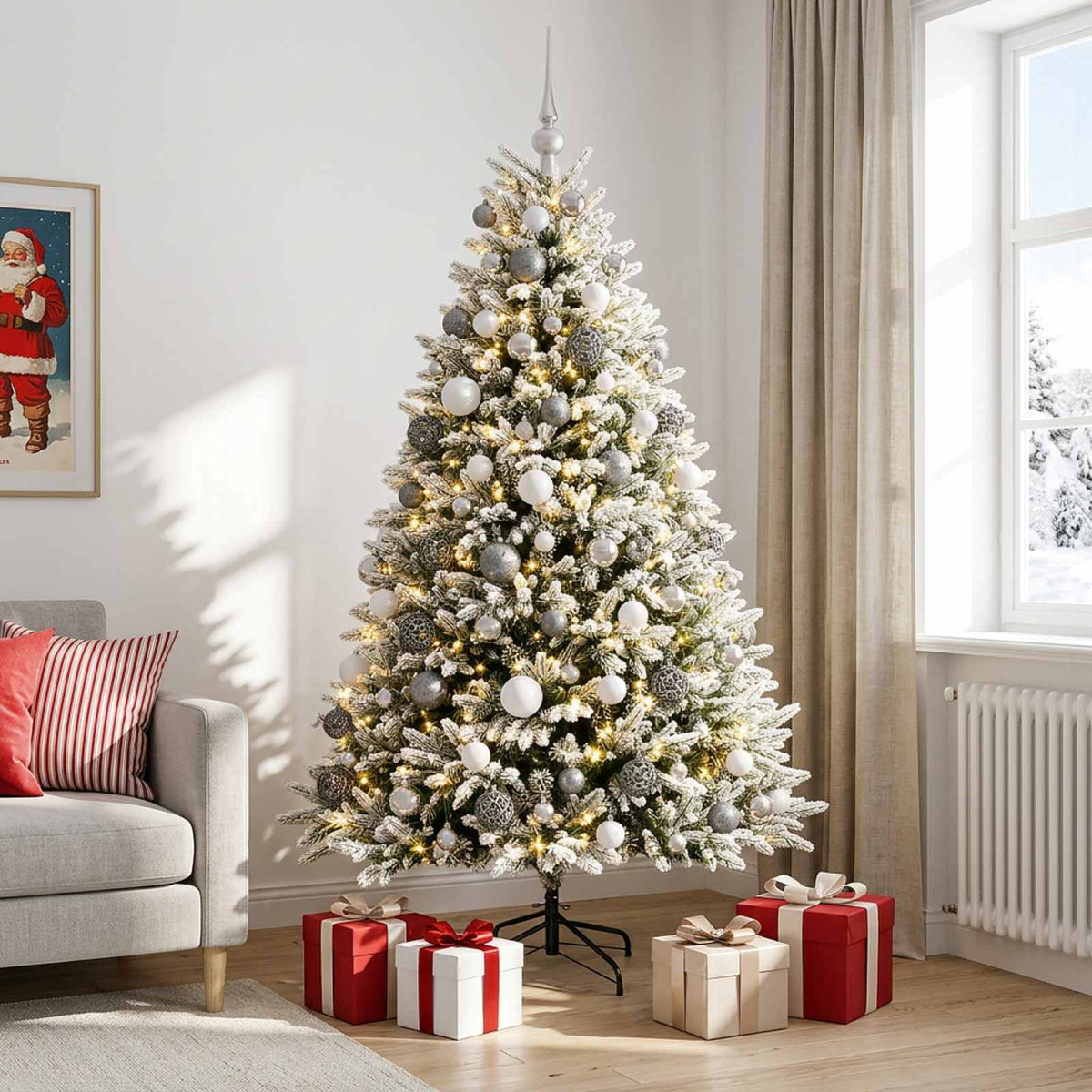 vidaXL Artificial Christmas Tree with Bauble 240 cm 300 LEDs