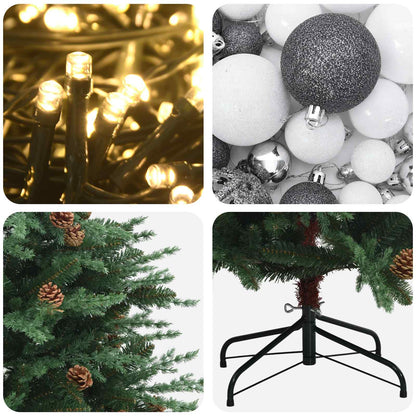 vidaXL Artificial Hinged Christmas Tree 180 cm 300 LEDs Warm White